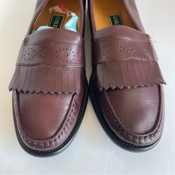 Men's Cole Haan Loafers Dress Shoes Size 10.5 Burgundy Leather Kiltie - Picture 7 of 10